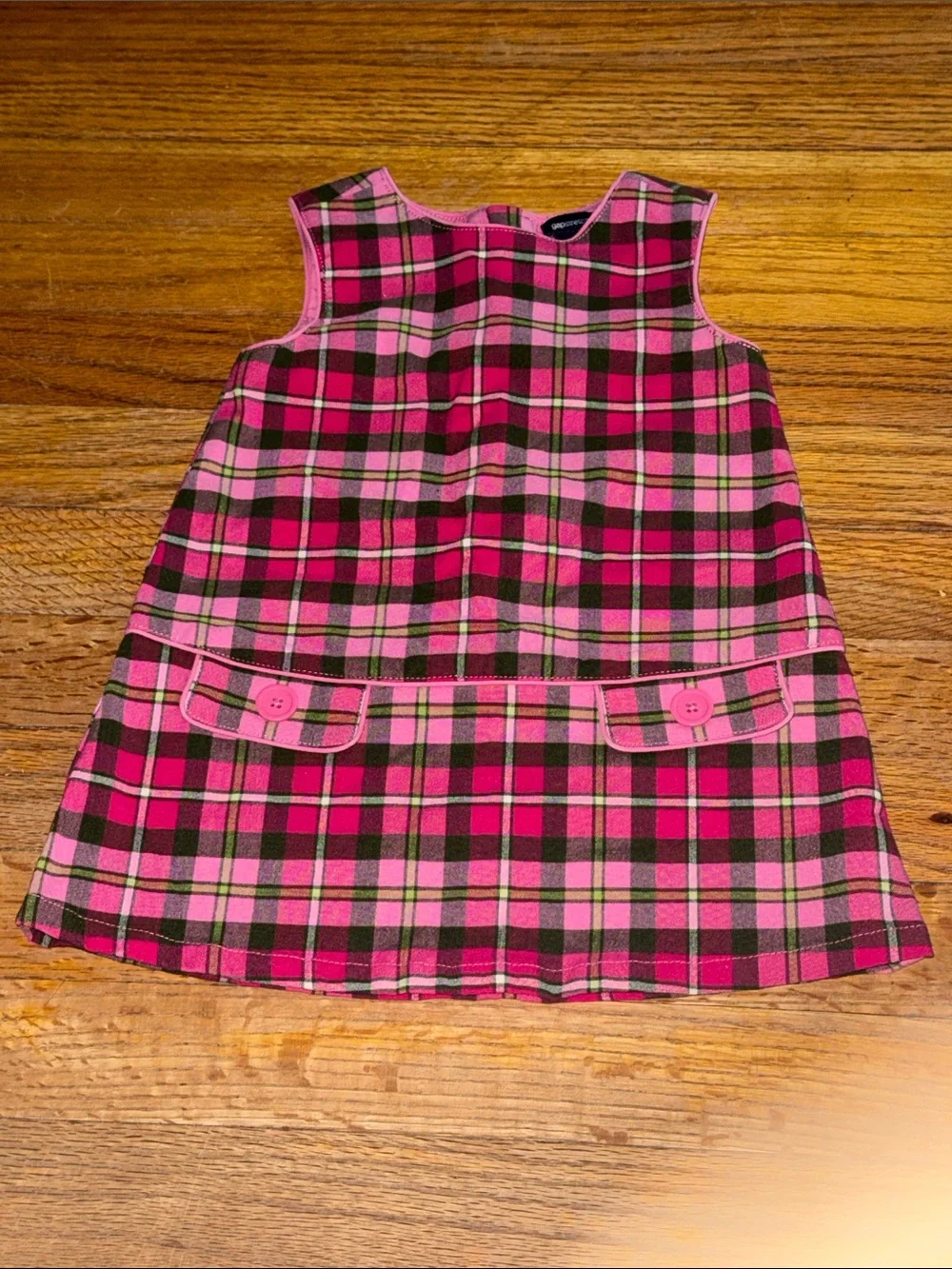 GAP Pink and Brown Plaid Sleeveless Shift Dress
